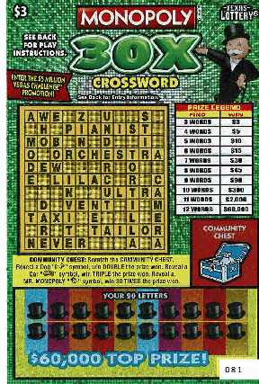 Monopoly 30X Crossword
